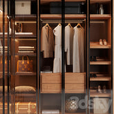 Trueliving 5 Cabinet Open Brown wardrobes Laminated Finish & PU Finish 8Ft *2Ft *9Ft -2438.4MM X 609MM X 2743.2MM)